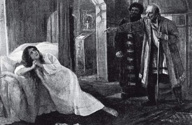 Царь Иоанн Грозный приговаривает свою пятую жену Марию Долгорукую к смерти