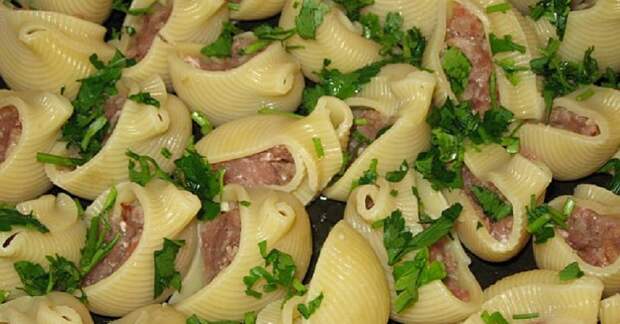 Ракушки с фаршем