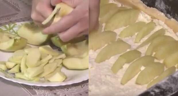 пирог с яблоками и кремом