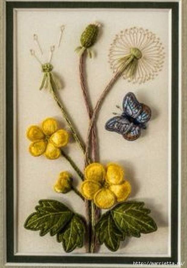 Объемная вышивка. Бабочки в вышивке гладью (25) (437x627, 163Kb)