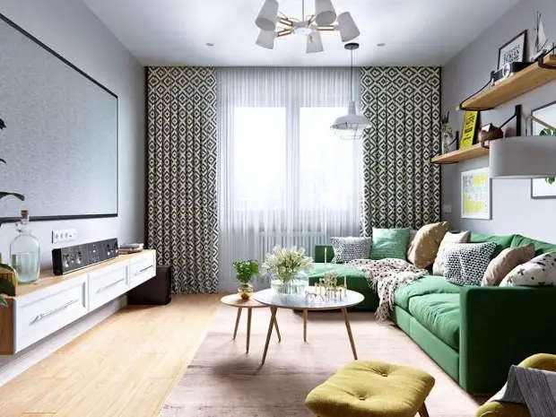 Зеленый диван в интерьере: 10 классных гостиных