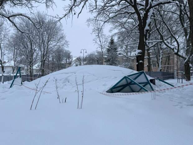 Снег стал причиной обрушения павильона в парке Щекино