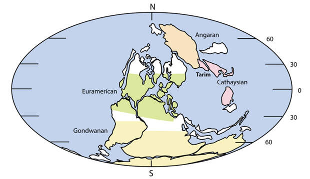 Рис. 3. Карта континентов на начало пермского периода