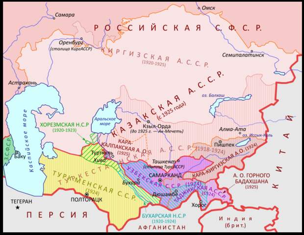 Карта Киргизской АССР (изображение взято из открытых источников)