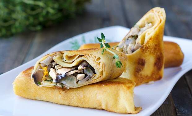 Картофельные блины с грибами и курицей