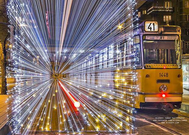 trams03 Чудесные светящиеся трамваи в ночном Будапеште