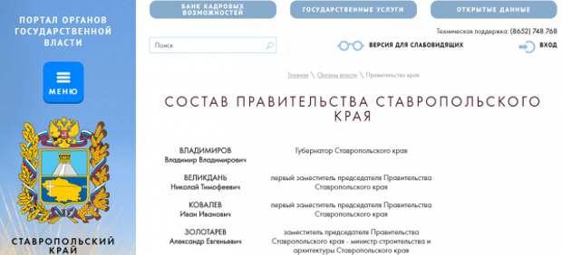 Государственные органы ставропольского края