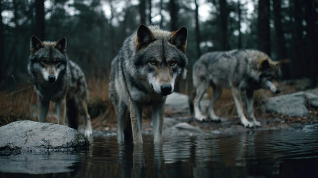 Волки в Канаде впервые воспользовались рыболовной сетью для охоты