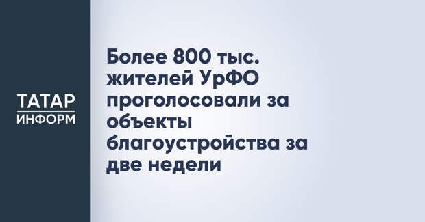 Более 800 тыс. жителей УрФО проголосовали за объекты благоустройства за две недели