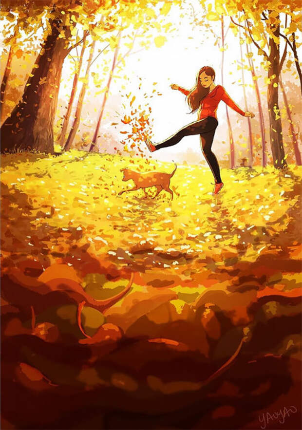 Разбрасывать листья. Автор: Yaoyao Ma Van.