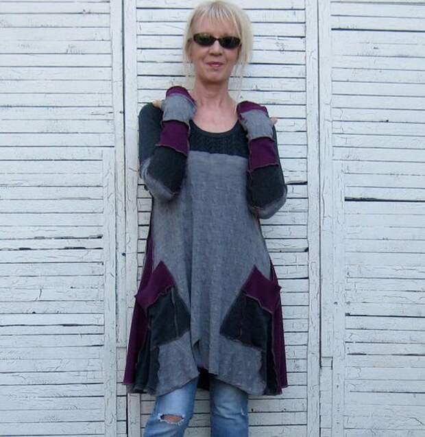 Reserved for Maria Long Sweater Tunic Upcycled by AnikaDesigns: 