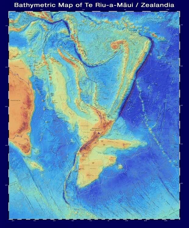 bathymetric map of zealandia