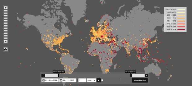 На этой карте около 8000 войн за 2500 лет