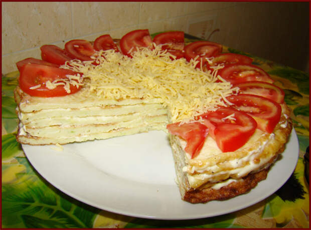 Закусочный кабачковый торт Закусочный кабачковый торт