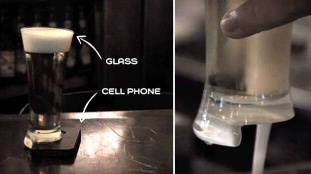 Этот стакан стимулирует живое общение, так как упадёт, если под него не подложить смартфон