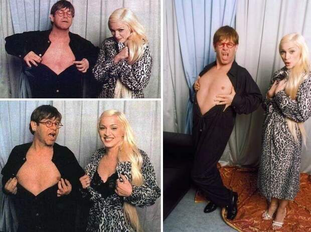 Элтон Джон и Мадонна за кулисами церемонии вручения премии Brit Awards, 1995 год Элтон Джон и Мадонна за кулисами церемонии вручения премии Brit Awards, 1995 год