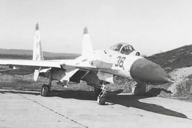 Перекрашенный после столкновения Су-27 Василия Цымбала уже под номером 38 Перекрашенный после столкновения Су-27 Василия Цымбала уже под номером 38