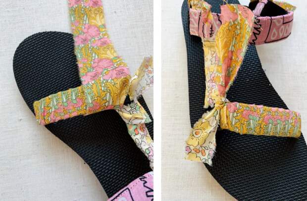 Декор сандалий платками diy