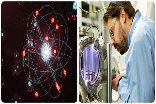 Он содержит протоны, нейтроны и электроны.