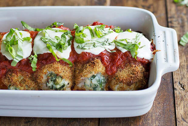 Рулеты с моцареллой и куриным мясом