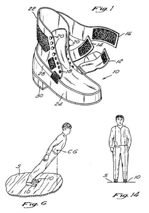 Рисунок из патента обуви с антигравитационным эффектом. 