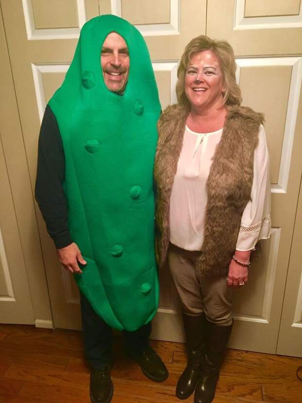 Mom And Dad Before Their Halloween Party. He's A Dill Pickle. She's A Female Deer. Together They're A 