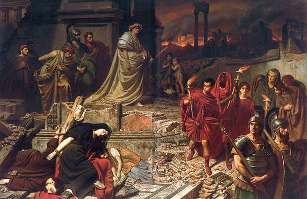Нерон смотрит на горящий Рим