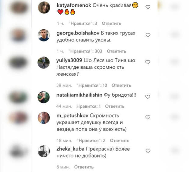 Комментарии пользователей Instagram