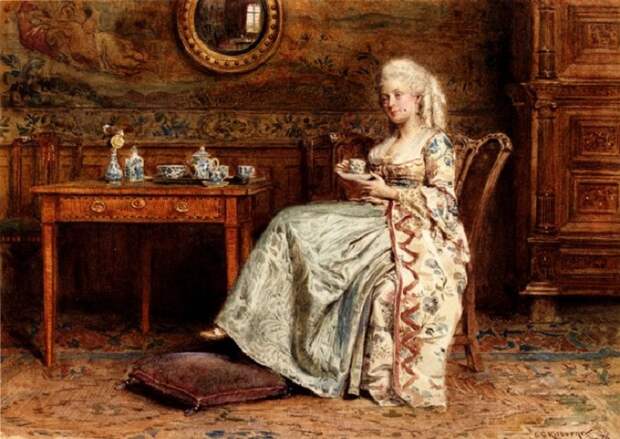 Чай в 17 веке Kilburne George Goodwin Taking Tea