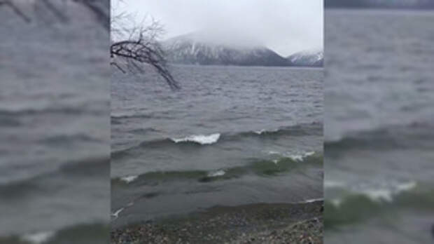 Зимний шторм на Телецком озере / Кадр из видео: Алтайский биосферный заповедник