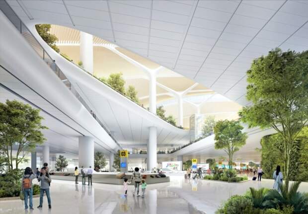 Несмотря на многоуровневую планировку структура залов и переходов терминала предусматривает интуитивную ориентацию (концепт Changchun's Longjia International Airport). | Фото: edition.cnn.com.