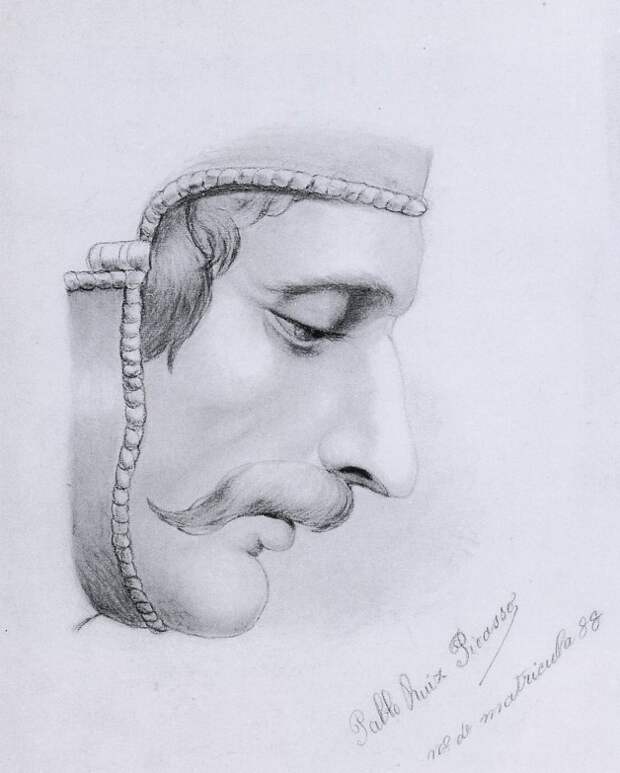 Пабло Пикассо. Правый профиль мужчины. 1892 год
