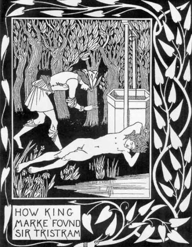 Смерть Артура — Как король Марк нашёл сэра Тристама. Автор: Aubrey Beardsley.