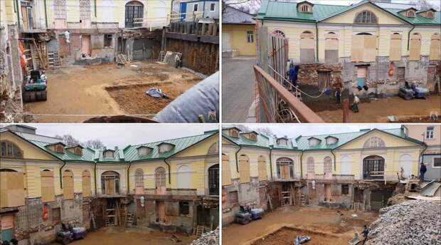 Здание в Москве, построенное на основании занесенных грунтом первых этажей более древнего строения