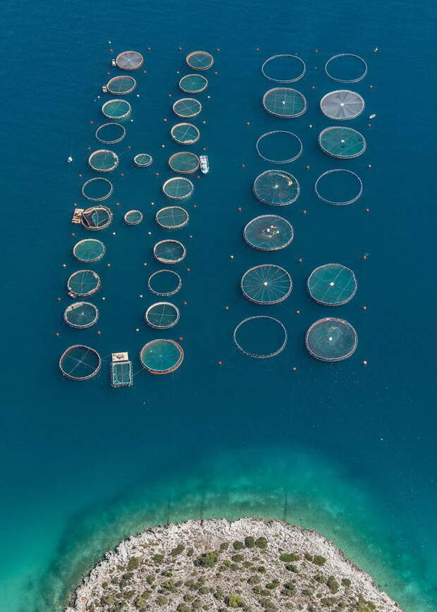 Рыбные фермы сверху в фотографиях Bernhard Lang