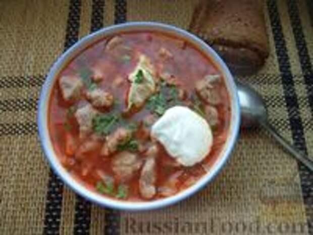 Фото к рецепту: Борщ полтавский  (с курицей и галушками)