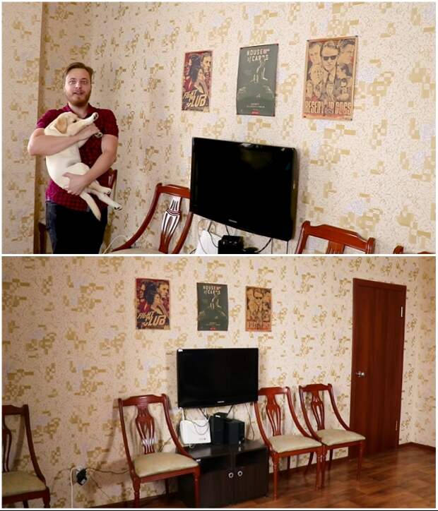 Так выглядела квартира-студия Ивана и его маленького друга до кардинального преобразования. | Фото: youtube.com/ © Fancy smth.