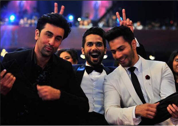 Ranbir Kapoor, Shahid Kapoor and Varun Dhawan having a great time..
