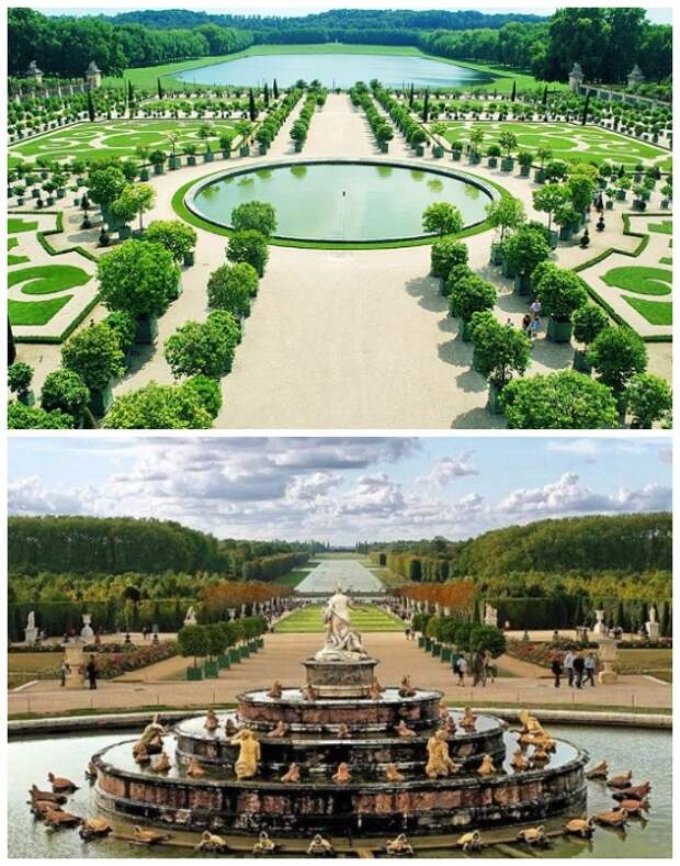 Всего в садах насчитывается 1400 фонтанов, которые работают круглосуточно (Дворцово-парковый комплекс Версаль, Франция). | Фото: gursesintour.com.