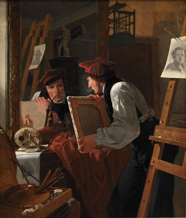 Wilhelm Bendz (1804-28) - A Young Artist (Ditlev Blunck) Examining a Sketch in a Mirror. (1826), Автор: Датская национальная галерея, Копенгаген (SMK) (Копенгаген (СМК) Датская национальная галерея)Датская национальная галерея, Копенгаген (SMK) (Живопись на Gallerix.ru)