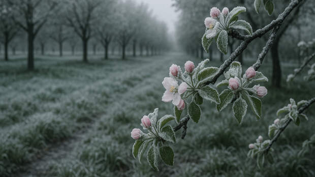 Заморозки, растения / Изображение сгенерировано нейросетью DALL-E / amic.ru