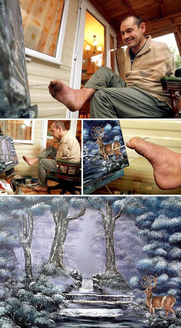 4. Питер Лонгстафф родился без рук, но никогда не считал себя инвалидом инвалид, искусство, люди, мир, скульптор, талант, художник