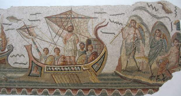Одиссей и сирены. Римская мозаика, 2 век