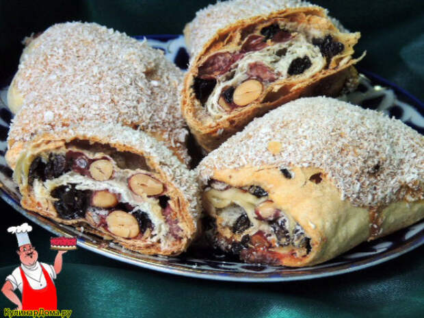 Рулет с изюмом и орехами. Рулет с изюмом и орехами.