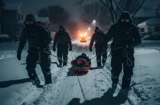 Подмосковные спасатели тащили пациентов через гигантские сугробы