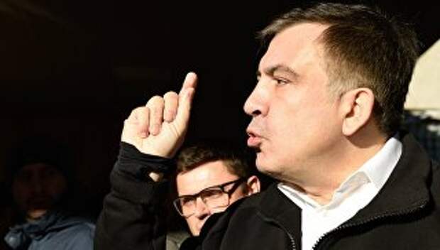Бывший губернатор Одесской области Украины и лидер политической партии Рух нових сил Михаил Саакашвили отвечает на вопросы журналистов. 26 декабря 2017