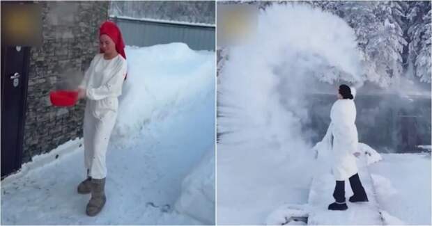 Опасный тренд: девушки распыляют кипяток на морозе ради эффектных кадров