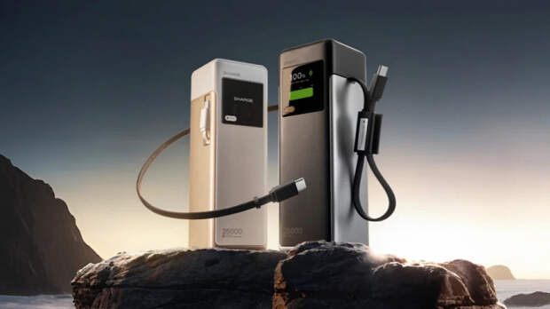 25 000 мАч, 170 Вт, два впаянных кабеля и цена 58 долларов. Представлен внешний аккумулятор Sharge X6