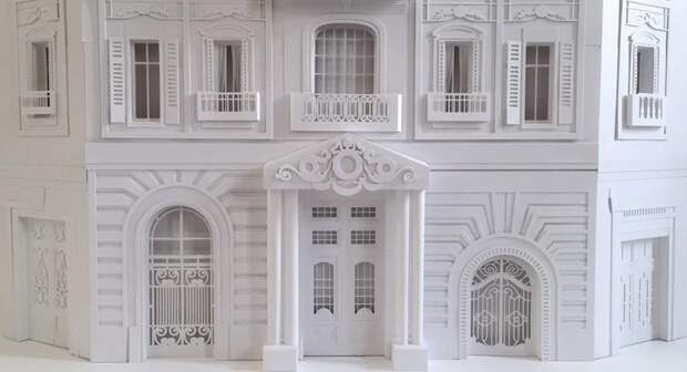 Архитектор строит из бумаги парижские мансарды архитектура, бумажная архитектура, дома из бумаги, искусство, османский стиль, париж, парижские мансарды, творчество