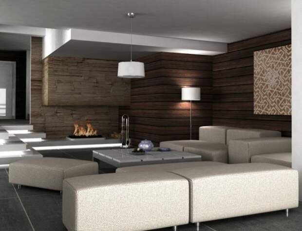 дизайн гостиной в коричневых тонах - Оформление гостиной - Фотографии - Современный дизайн интерьера
